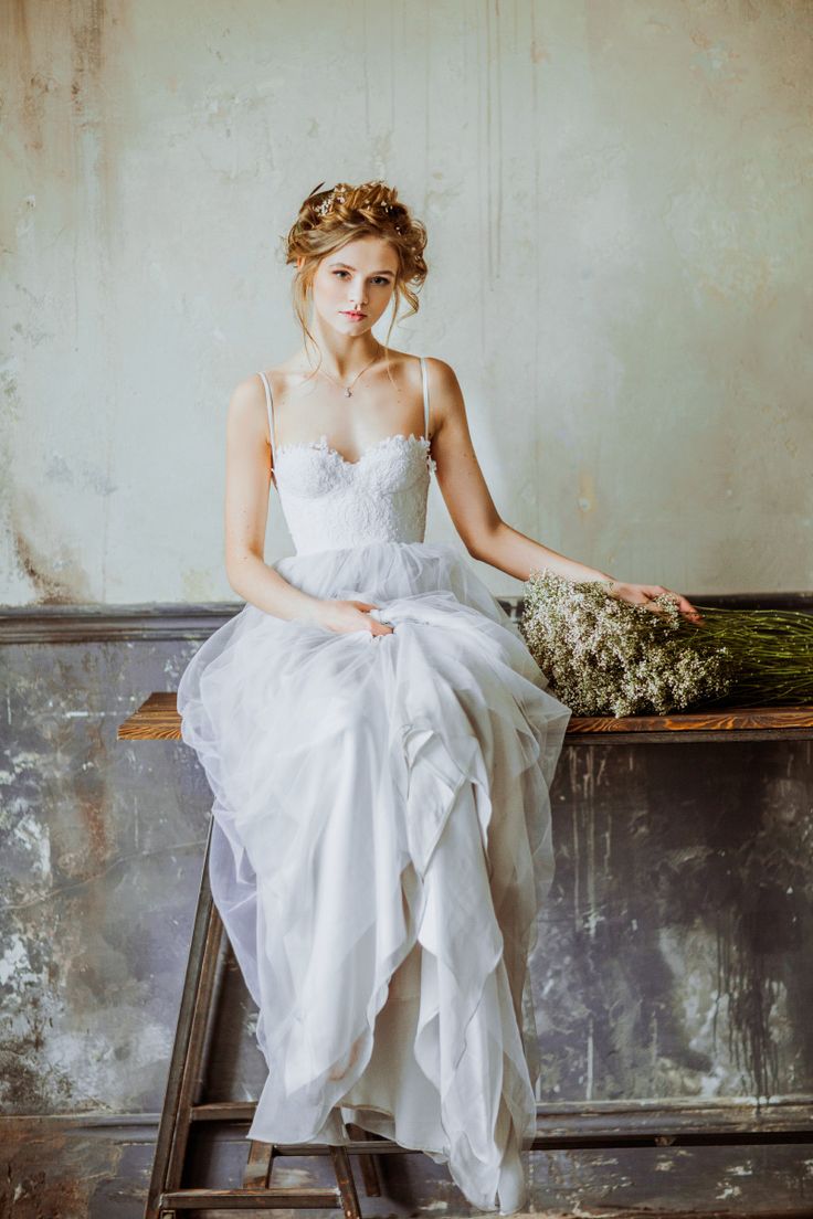 Light grey Wedding gown by Milamira Bridal