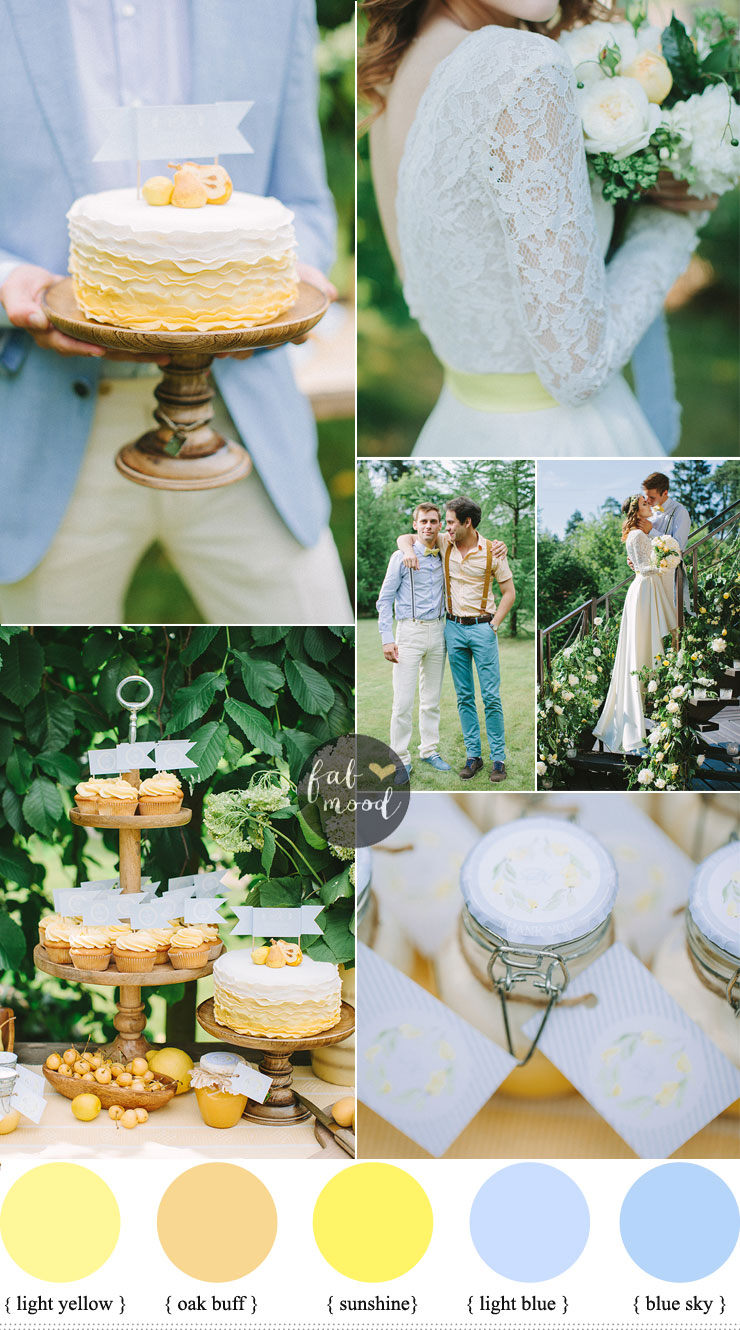 Blue and yellow wedding color schemes { garden wedding }