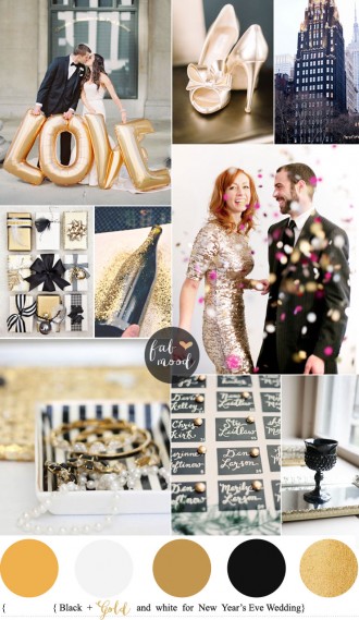 New Year's Eve Wedding Colours { Black Gold and White } fabmood.com #black #newyearsevewedding