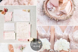 Elegant Ethereal Wedding in Blush +Rose Gold + Gold Shimmer & Reem Acra Wedding Gown | fabmood.com