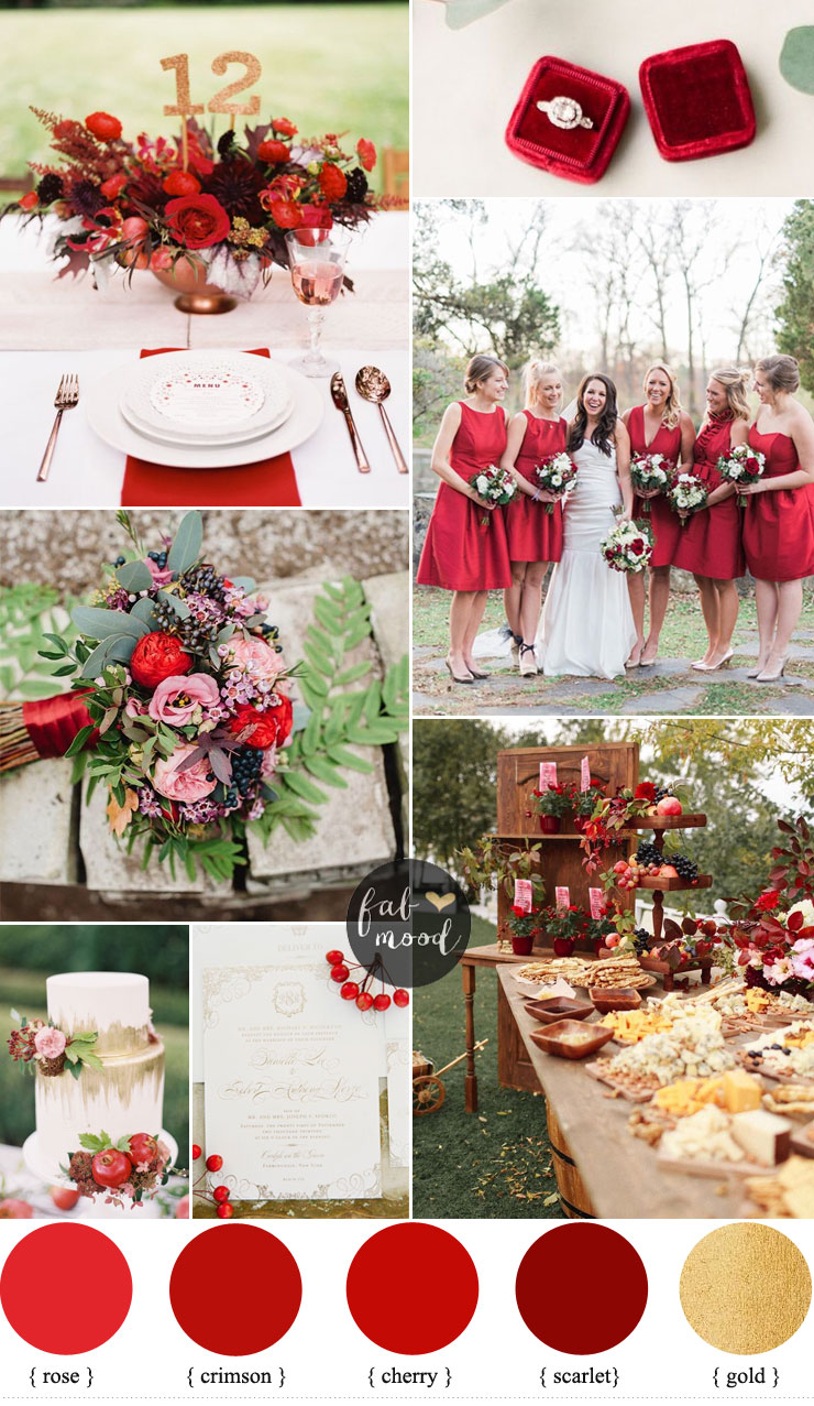 Red wedding theme for classic brides | red bridesmaid dresses | see this red wedding ideas on fabmood.com 