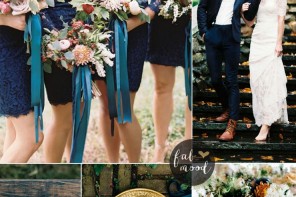 Autumn wedding colors with blue and teal color palette | Read more on Fab Mood - fabmood.com