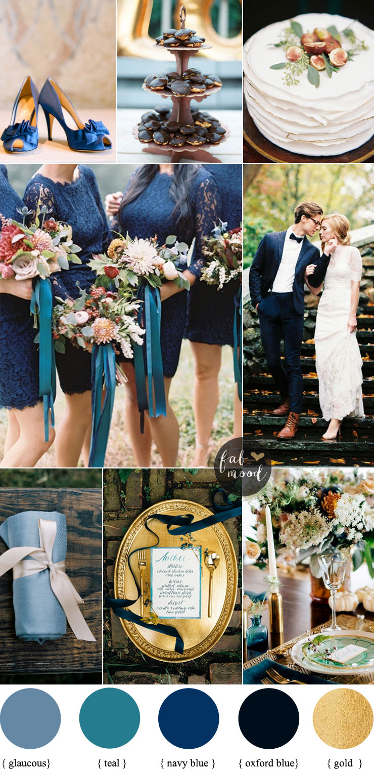 Autumn wedding colors with blue and teal color palette | Read more on Fab Mood - fabmood.com