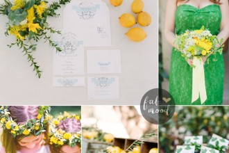 Kelly green and yellow wedding + 34 sleeve wedding dress lace | kelly green bridesmaid | fabmood.com