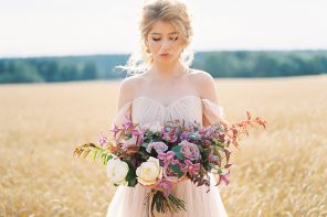A Blush Wedding Gown for A Dreamy Autumn Wedding
