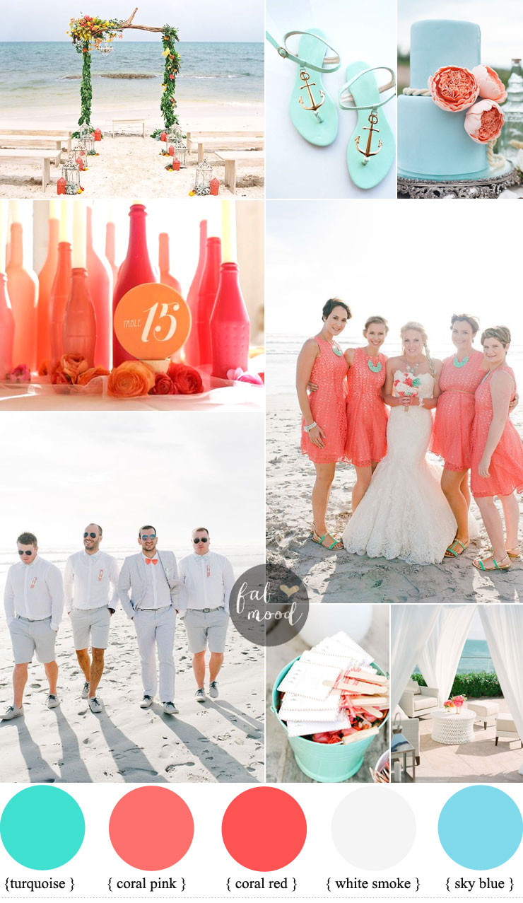 Inspirational beach wedding ideas { Shades of Coral + Turquoise } fabmood.com