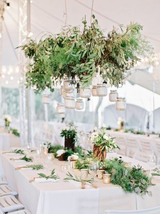 Greenery wedding chandeliers