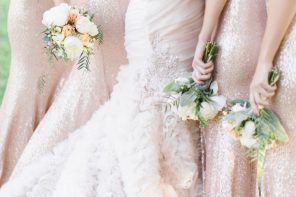 Roz la Kelin Wedding Dress & Gold bridesmaid dresses