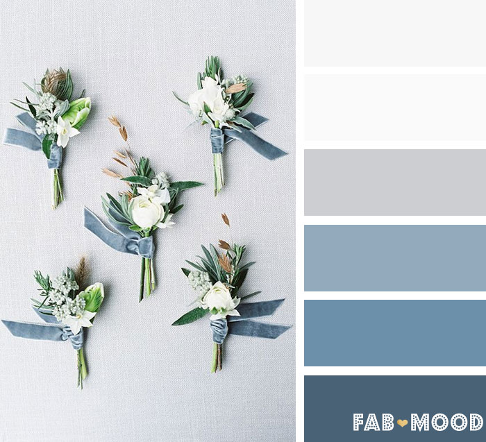 Shades of blue ,blue grey and white Winter wedding color Palette | fab mood