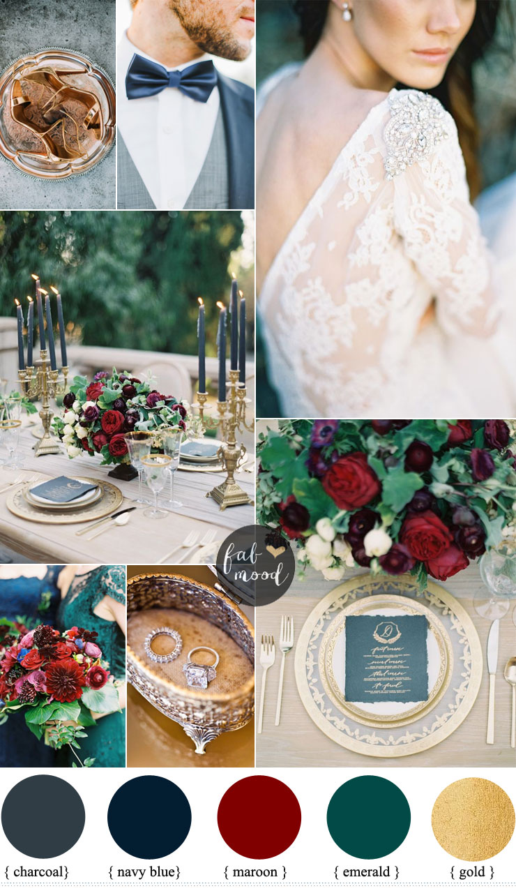 Romantic autumn wedding { Charcoal,navy blue ,maroon and emerald colour schemes } fab mood