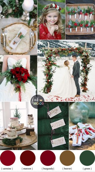 A Christmas Themed Wedding with the lush colours of deep green pine and pops of cranberry red | Fab Mood #wedding #winterwedding