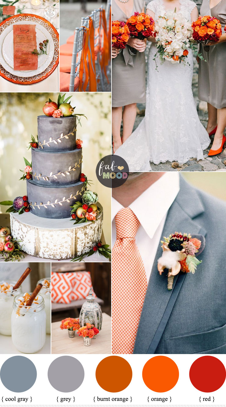 November wedding colours { Grey and Shades of Orange Wedding Palette } Fab Mood #wedding #weddingcolours