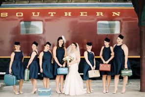 Travel-themed wedding at the Historic Southern Railway Station with blue and gold wedding colour theme | fabmood.com