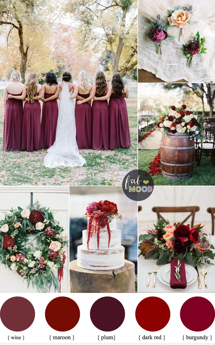 Burgundy Wedding Theme , Shades of Burgundy wedding color scheme | fabmood.com #burgundy #wedding #weddingtheme #weddingcolor