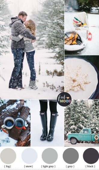 Winter picnic Engagement in shades of grey | fabmood.com #winterwedding #engagement #weddingtheme #engaged #snow
