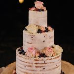 Semi naked wedding cake for a rustic boho wedding | fabmood.com #weddingcake #cake #nakedcake #nakedweddingcake