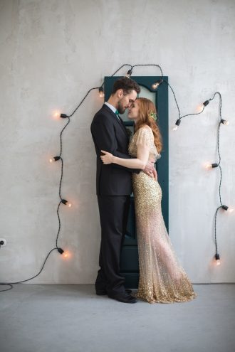 Gold and Emerald wedding - Gold Wedding Dress for An Emerald Fairytale Wedding Styled Shoot
