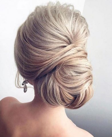 Chignon wedding hairstyle for long hair