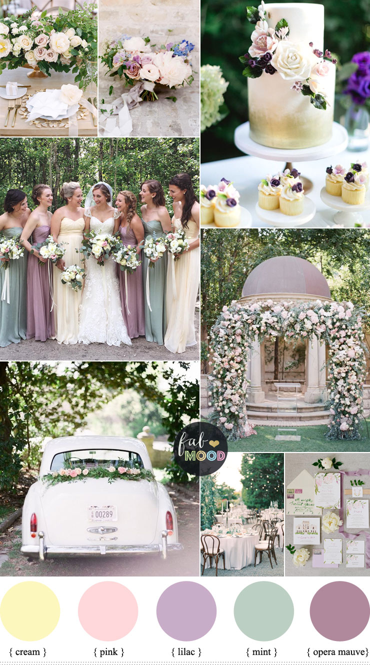 Pastel Wedding Colour Palette { Cream,Lilac,Mauve and Mint green wedding } fabmood.com #wedding #springwedding #weddingcolor #mauvewedding #lilacwedding #pastelwedding