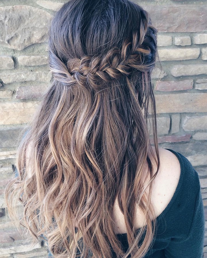 Beautiful braid Half up and half down hairstyle for 