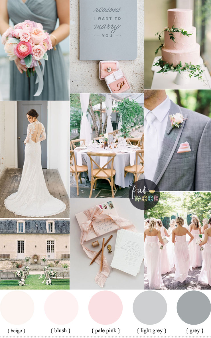 Elegant blush pink and soft gray | fabmood.com #weddingcolor #blush #graywedding #elegant #bride #weddinginspiration