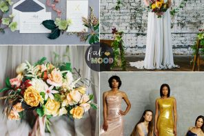 Industrial and contemporary wedding look in shades of Yellow and green + sequined bridesmaids dresses | fabmood.com #sequin #bridesmaiddresses #sequinbridesmaids #industrialwedding #yellowwedding #greenwedding
