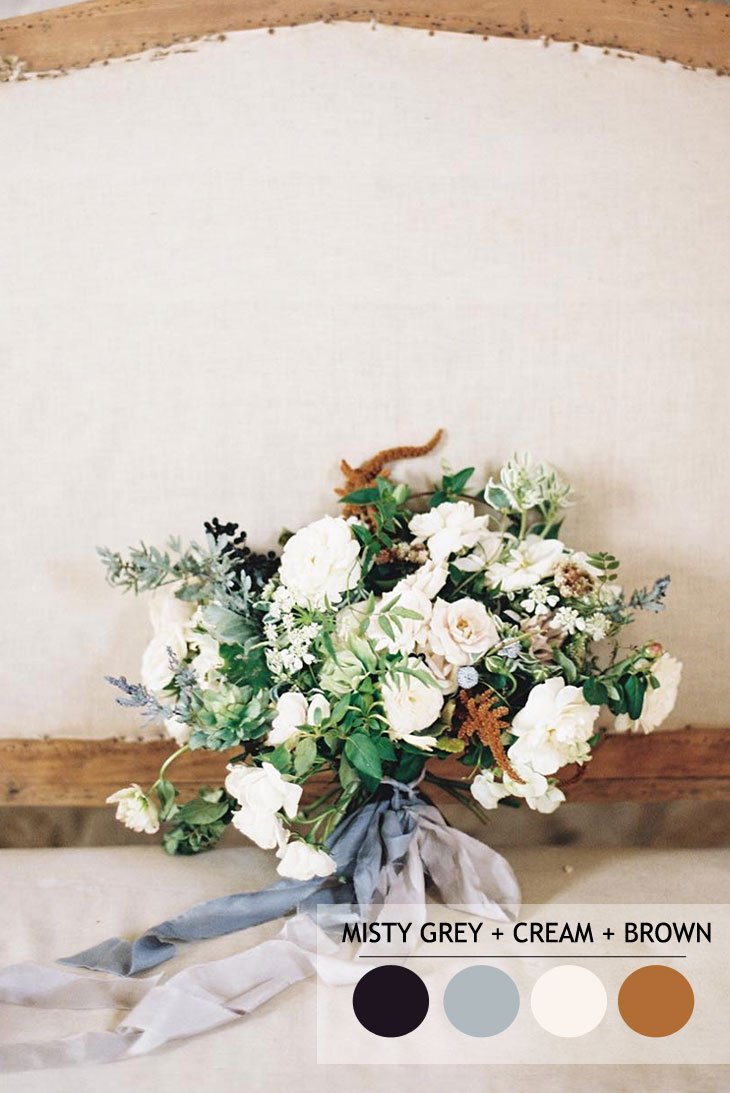 Brown,cream and misty grey wedding colour inspiration | winter wedding | fabmood.com #winterwedding #mistygrey #creamwedding #weddingcolor