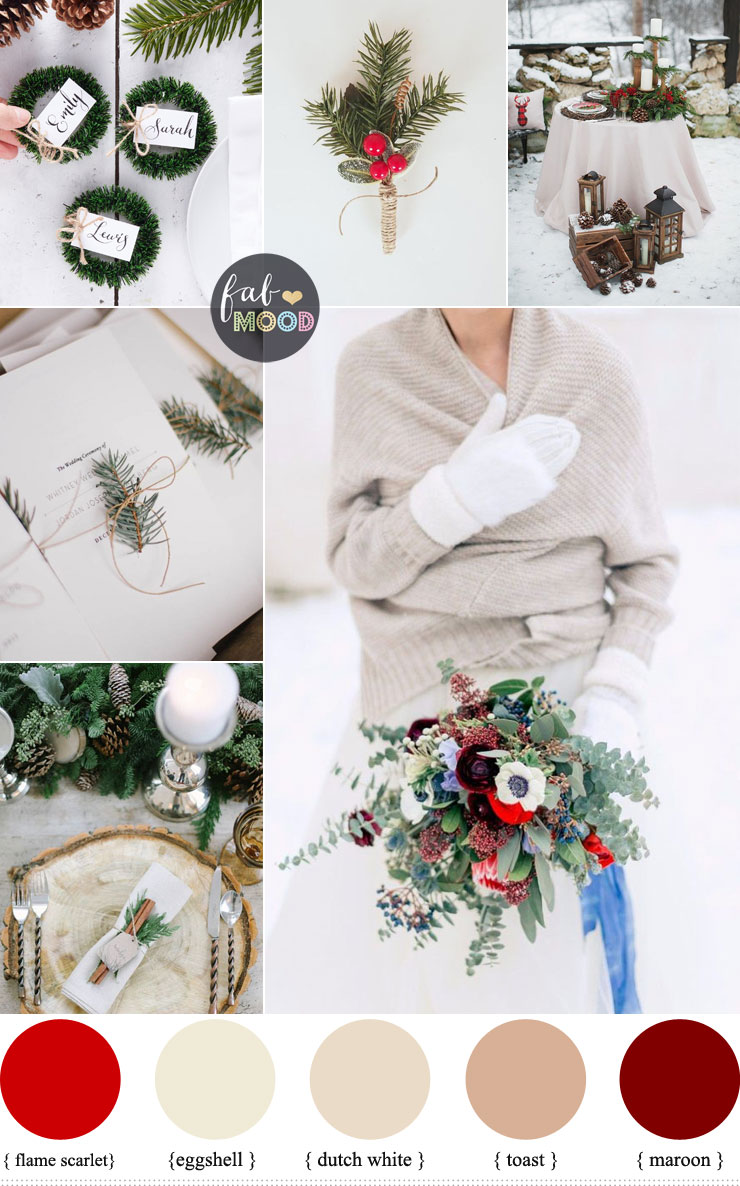 Shades of neutral and maroon for winter wedding