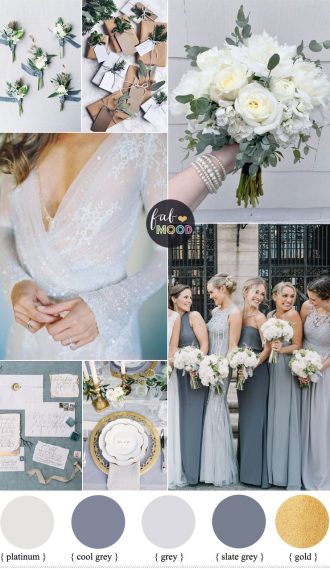 Winter wedding color scheme - platinum, slate grey and gold winter wedding | fabmood.com #fabmood