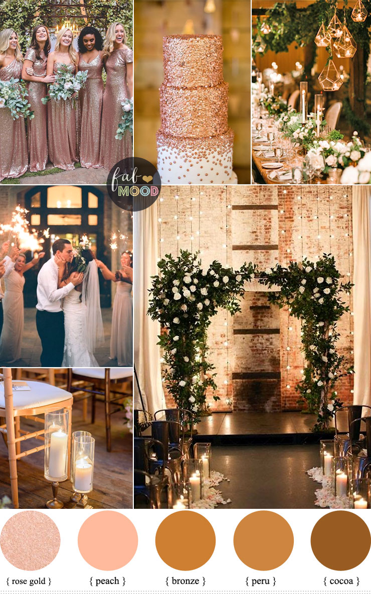 Rose gold wedding colour for industrial wedding,Warehouse wedding ideas