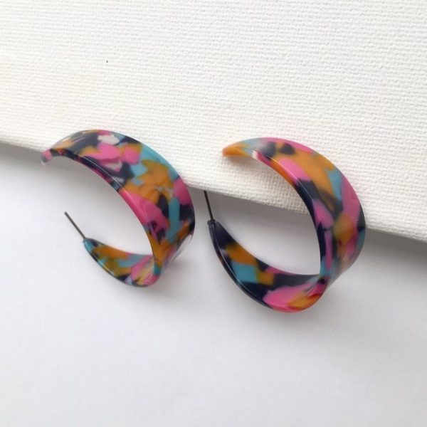 Gorgeous multicolour print hoop earrings, geometric hoop earring