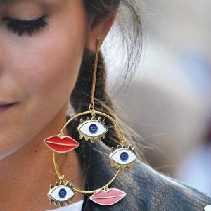 Oversized hoop earrings with abstract details #earrings