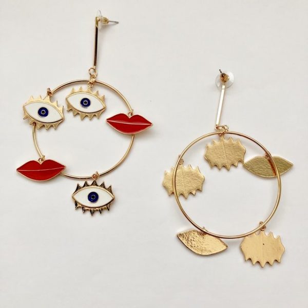Oversized hoop earrings with abstract details #earrings