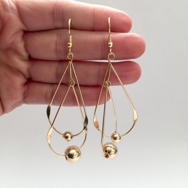 Gold round metal jointed gold oval hoop earrings, earrings #earrings