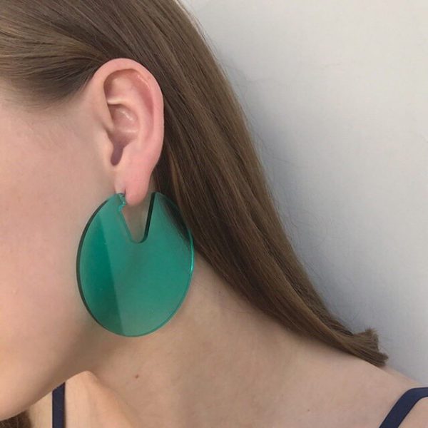Beautiful transparent green circle earrings. If you’re looking for big and bold