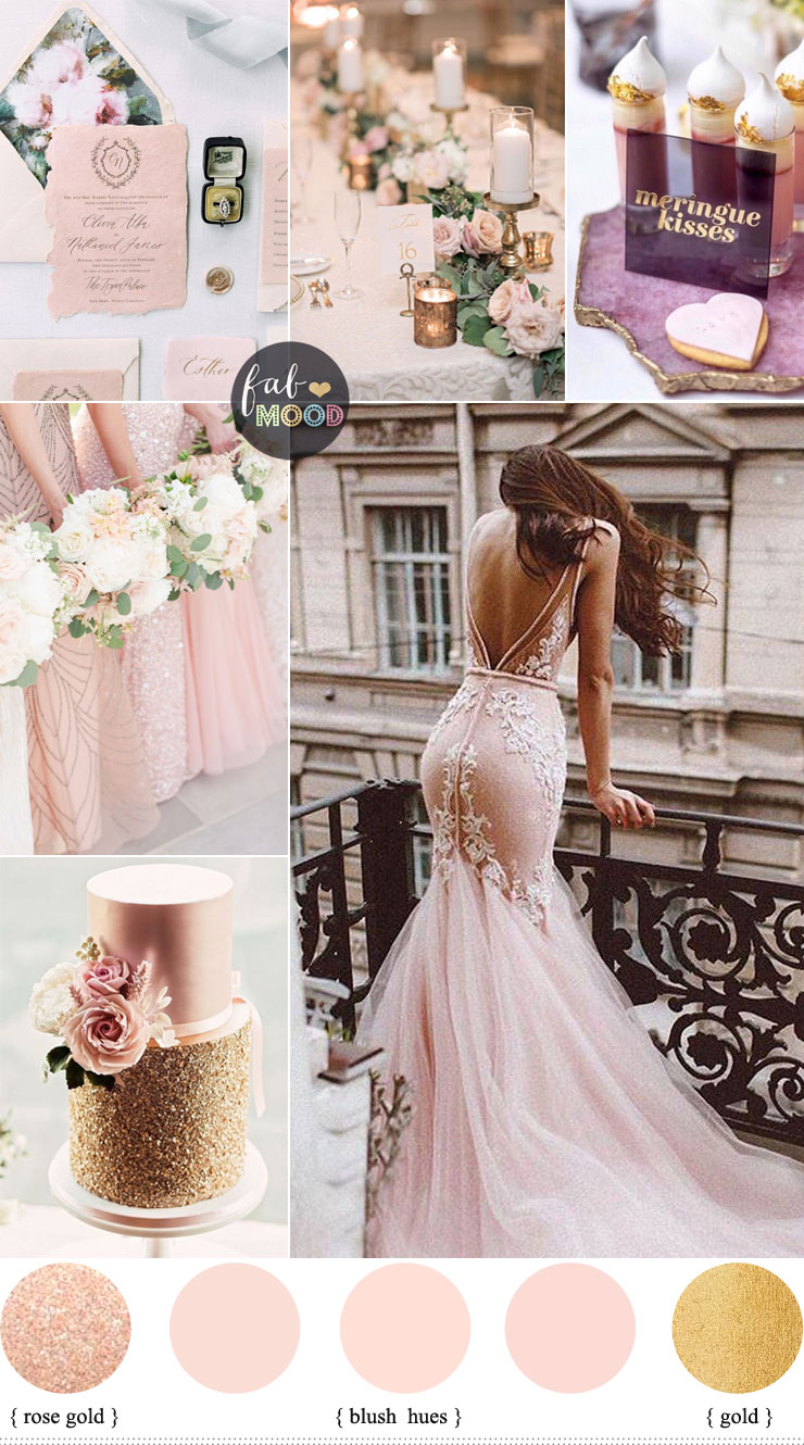 blush pink and rose gold wedding theme