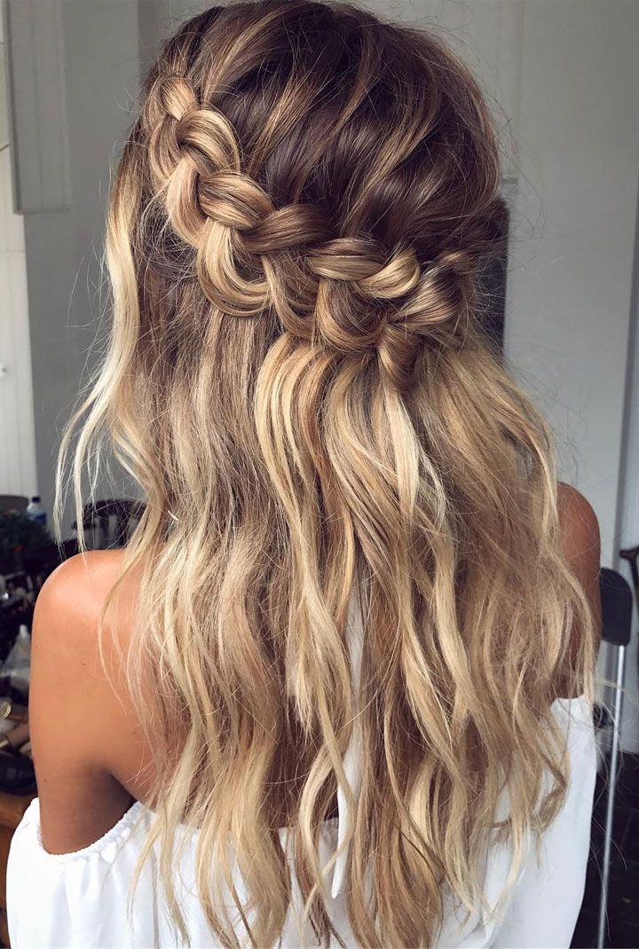 "Braid crown wedding hairstyle perfect for bride and bridesmaids #braids #crownbraids #updo #hairdown #hairstyles #weddinghair