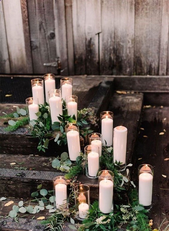 35 Creative Ways To Dress Up Your Wedding With Candles, Wedding Candle ceremony,  candle wedding ceremony decorations,pictures of wedding ceremony with flowers and candles,  candle wedding aisle, candle wedding decoration,pillar candle wedding ceremony,  wedding table decorations