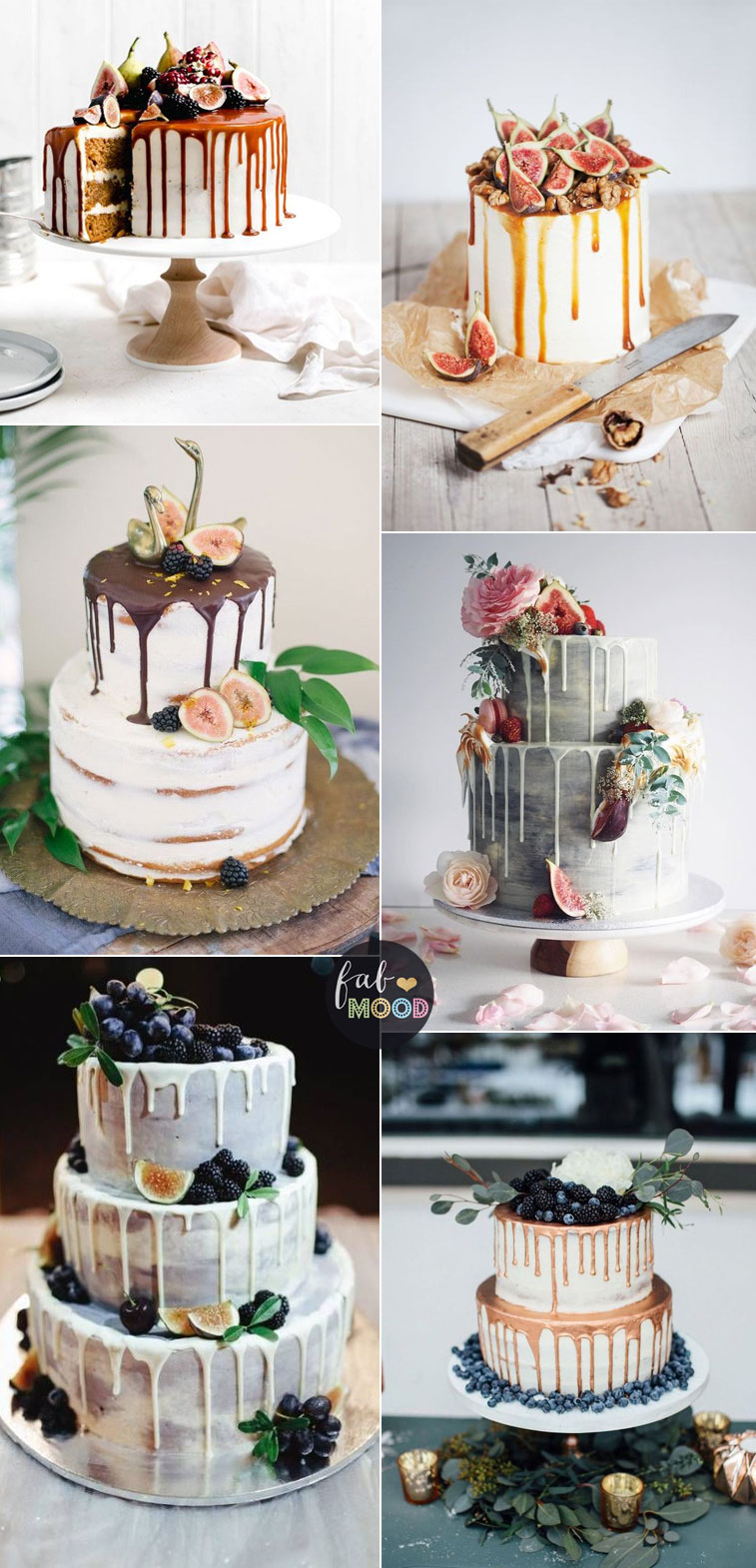 Beautiful autumn wedding cake - drip wedding cake topped with berries ( fruits in season ) #fallwedding #wedding #cake #autumn