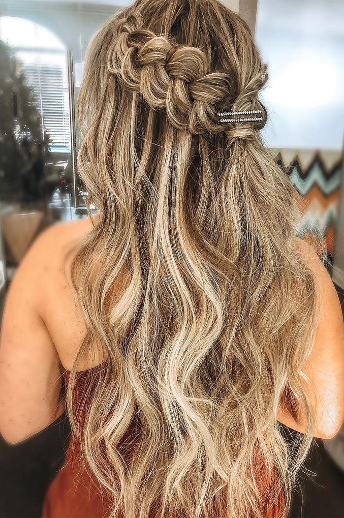 Best Half Up Half Down Hairstyles For Everyday To Special Occasion 1 - Fab  Mood | Wedding Colours, Wedding Themes, Wedding colour palettes
