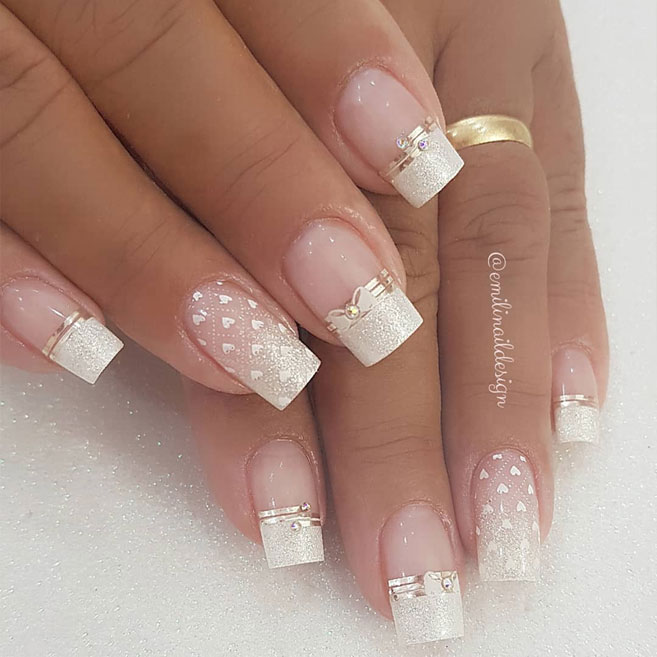 100 Beautiful wedding nail art ideas for your big day - wedding nails with glitter,bridal nails,nail art for wedding,nail ideas for bride,wedding nails natural,wedding nails,wedding nails bridesmaids, wedding nails i do,wedding nails french #nail #nailart #weddingnails #bridenails #nails