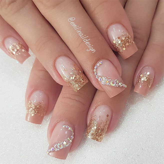 100 Beautiful wedding nail art ideas for your big day - wedding nails with glitter,bridal nails,nail art for wedding,nail ideas for bride,wedding nails natural,wedding nails,wedding nails bridesmaids, wedding nails i do,wedding nails french #nail #nailart #weddingnails #bridenails #nails