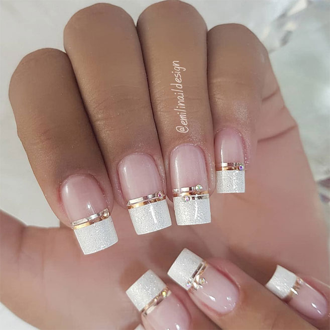 100 Beautiful wedding nail art ideas for your big day - wedding nails with glitter,bridal nails,nail art for wedding,nail ideas for bride,wedding nails natural,wedding nails,wedding nails bridesmaids, wedding nails i do,wedding nails french #nail #nailart #weddingnails #bridenails #nails