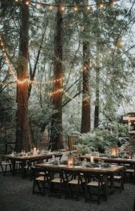 Romantic woodland wedding reception