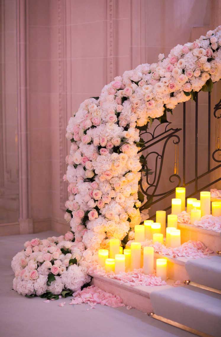 12 Fabulous wedding staircase decoration ideas - how to decorate a staircase with flowers ,staircase draping #weddingdecor #weddingstaircase #weddingdecorations #romanticwedding