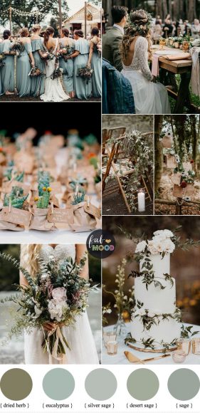 Sage green wedding colour for down to earth wedding - Summer & Autumn