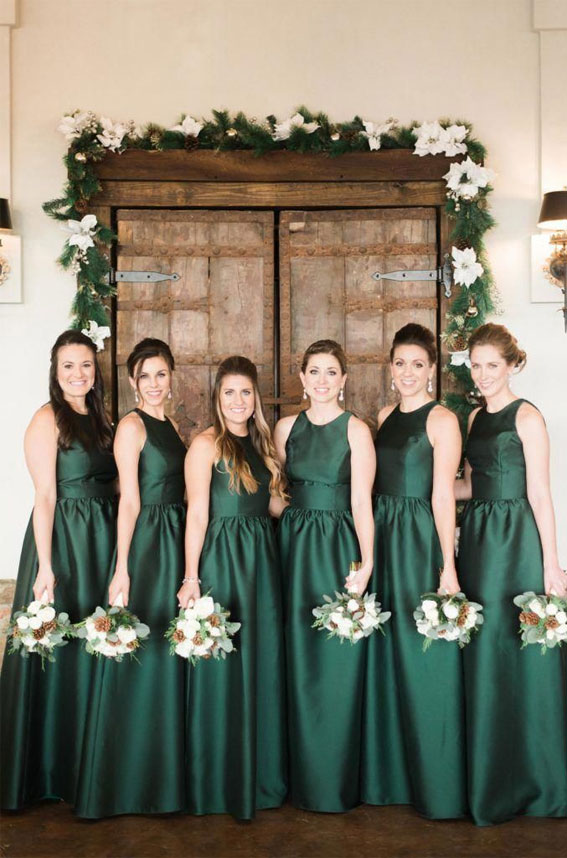 pine green bridesmaid dresses