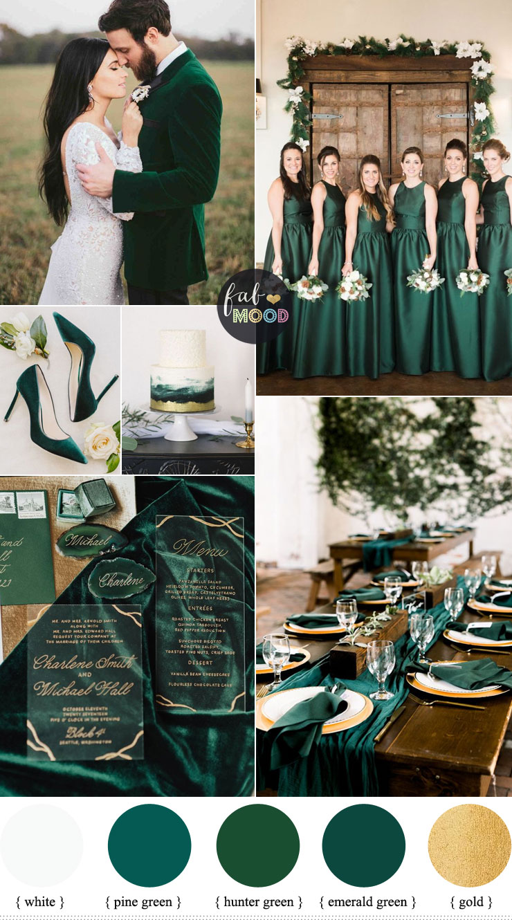 White And Green Emerald Wedding Colour For Winter Wedding with gold accents - winter wedding ideas #wedding #winterwedding #greenwedding