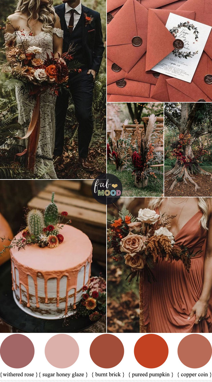 Rust color combinations for autumn wedding