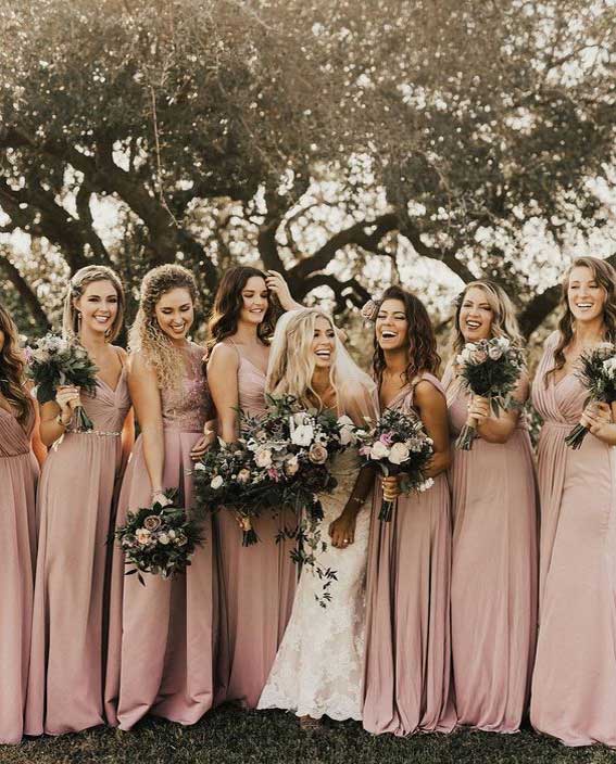 Dusty rose bridesmaid dress for fall wedding 